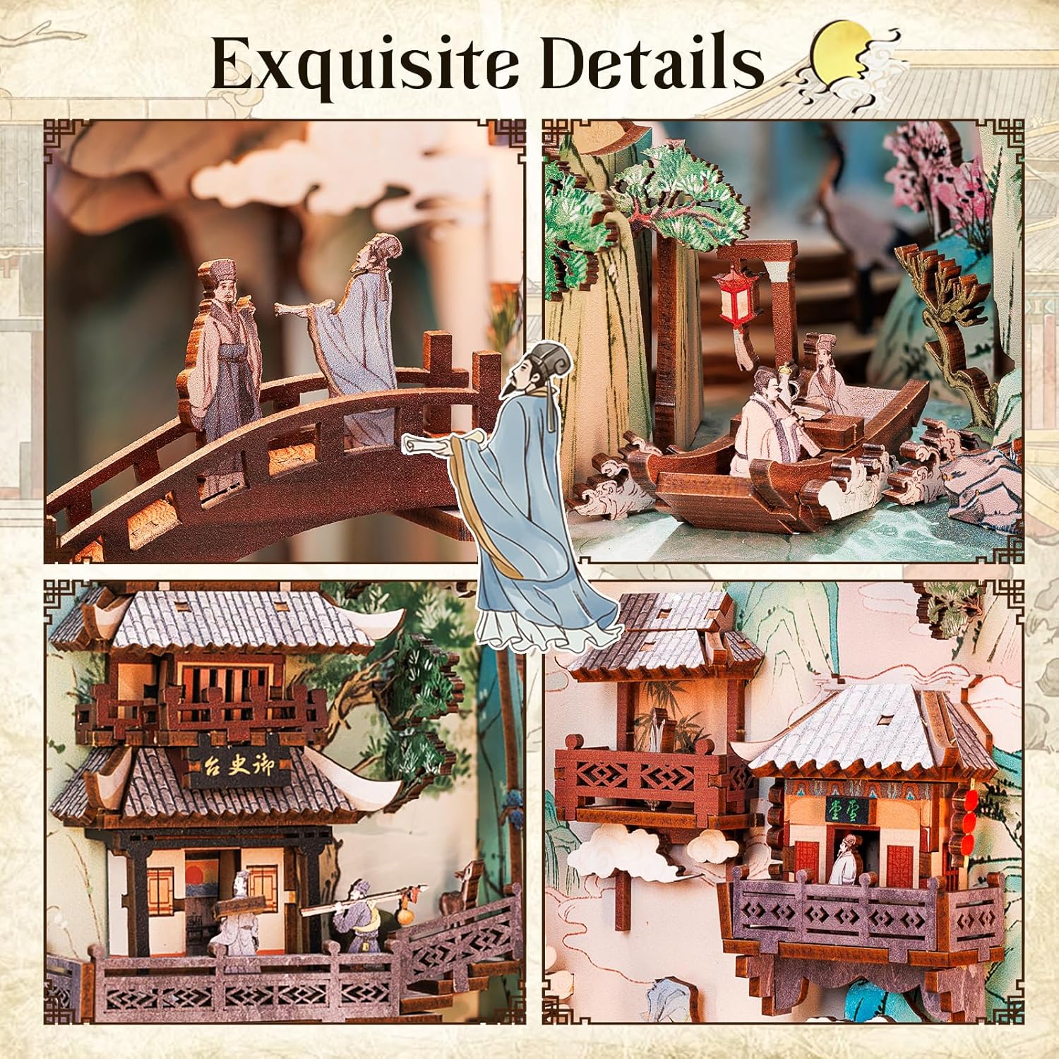 Book Nook Wizardi Miniature - Su Dongpo's Life Roombox Kit-4