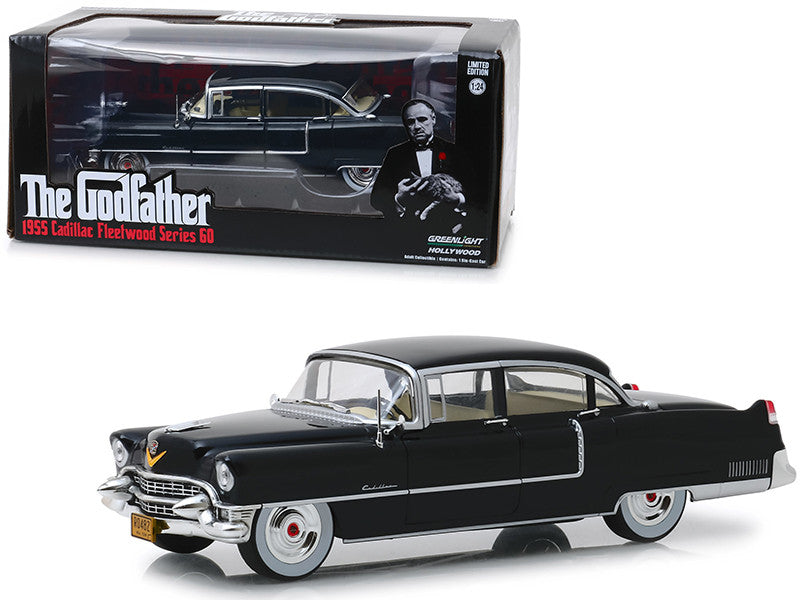 1955 Cadillac Fleetwood Series 60 Black "The Godfather" (1972) Movie 1/24 Diecast Model Car by Greenlight-0