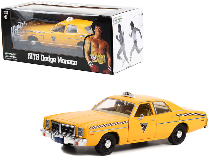 1978 Dodge Monaco Taxi "City Cab Co." Yellow "Rocky III" (1982) Movie 1/24 Diecast Model Car by Greenlight-0