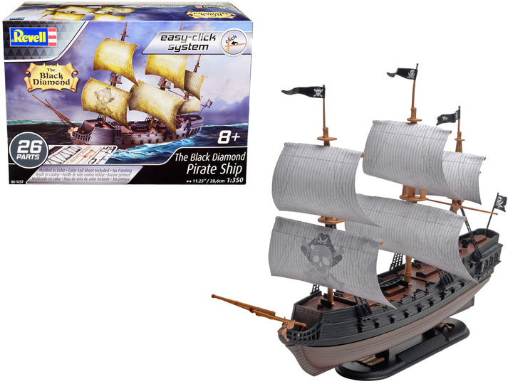 Level 2 Easy-Click Model Kit "The Black Diamond" Pirate Ship 1/350 Scale Model by Revell-0