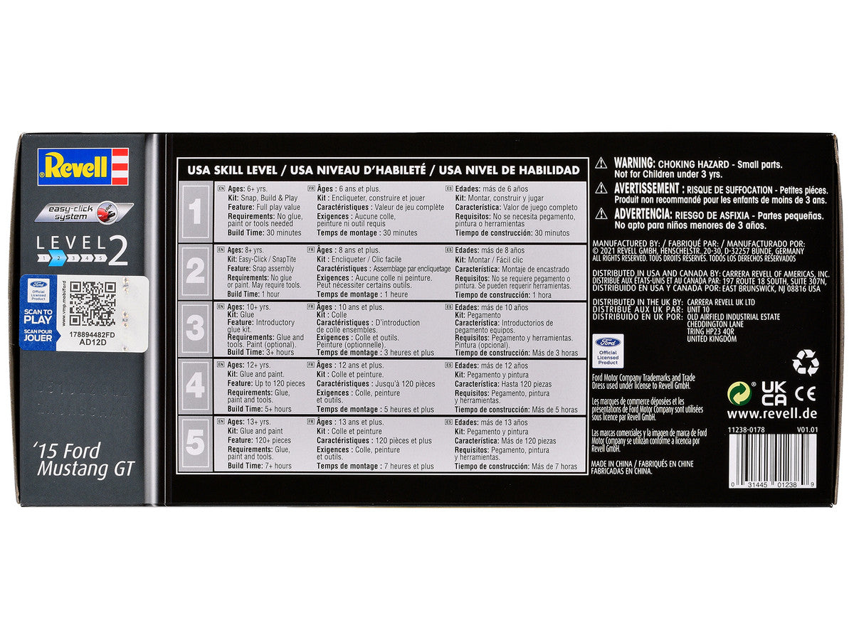 Level 2 Easy-Click Model Kit 2015 Ford Mustang GT 1/25 Scale Model by Revell-2