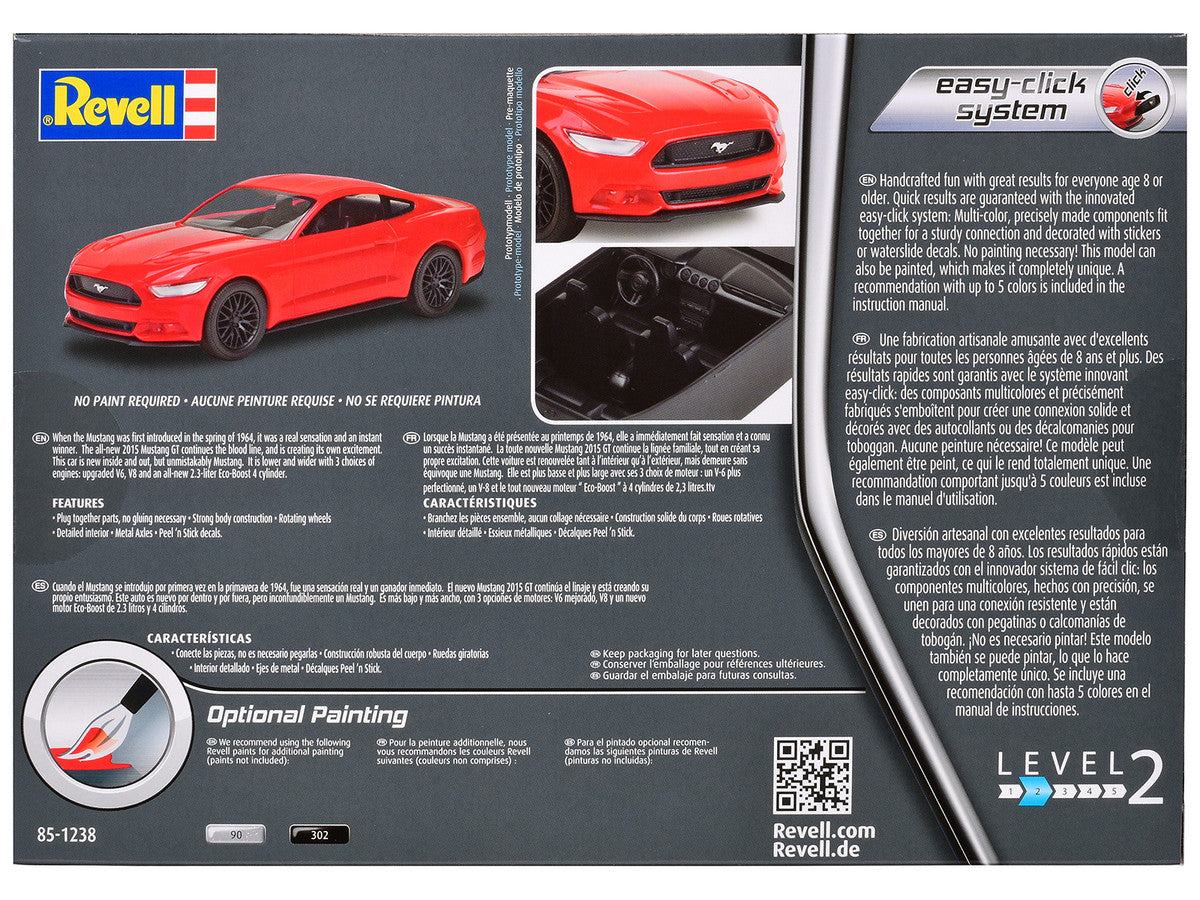 Level 2 Easy-Click Model Kit 2015 Ford Mustang GT 1/25 Scale Model by Revell-3