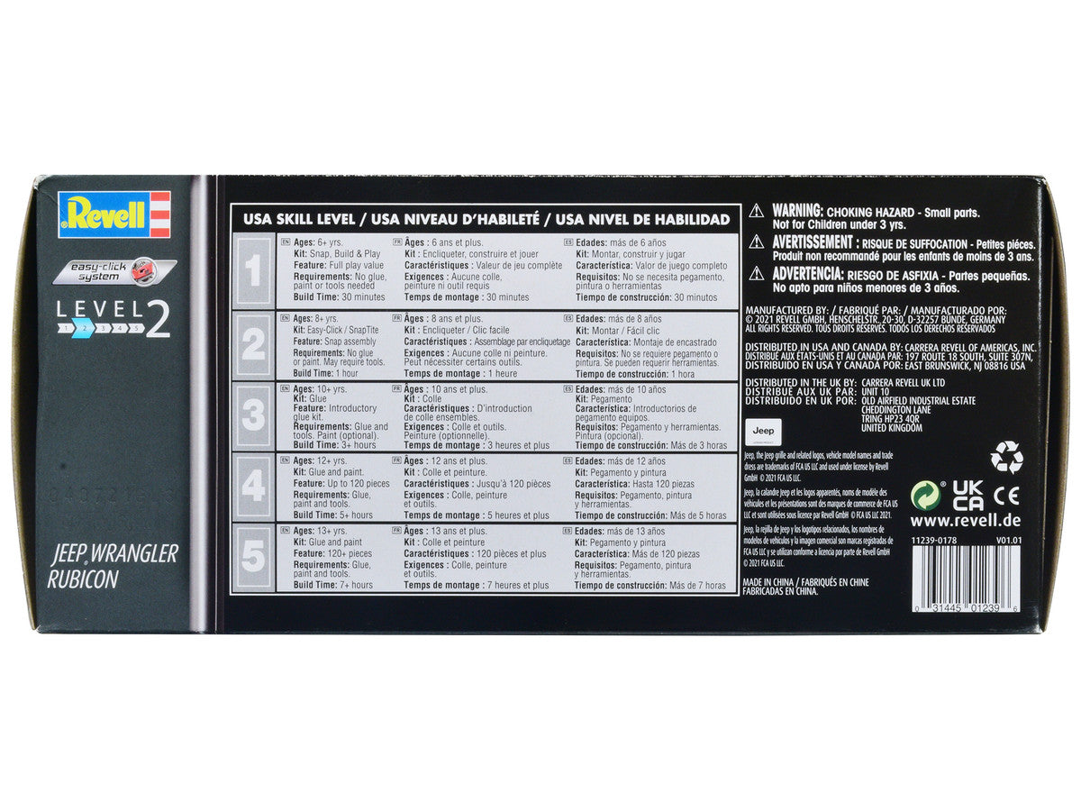 Level 2 Easy-Click Model Kit Jeep Wrangler Rubicon 1/25 Scale Model by Revell-1