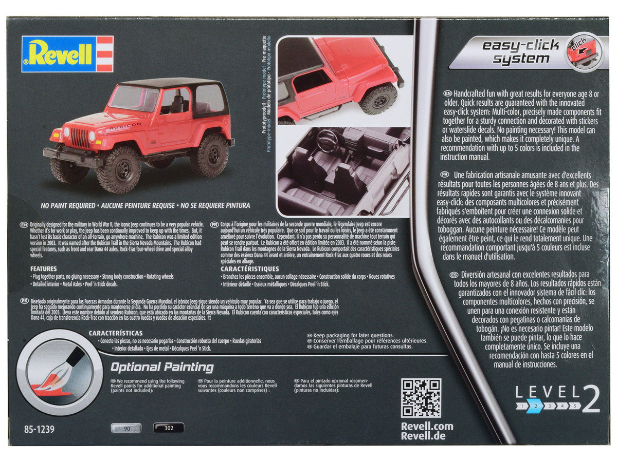 Level 2 Easy-Click Model Kit Jeep Wrangler Rubicon 1/25 Scale Model by Revell-2
