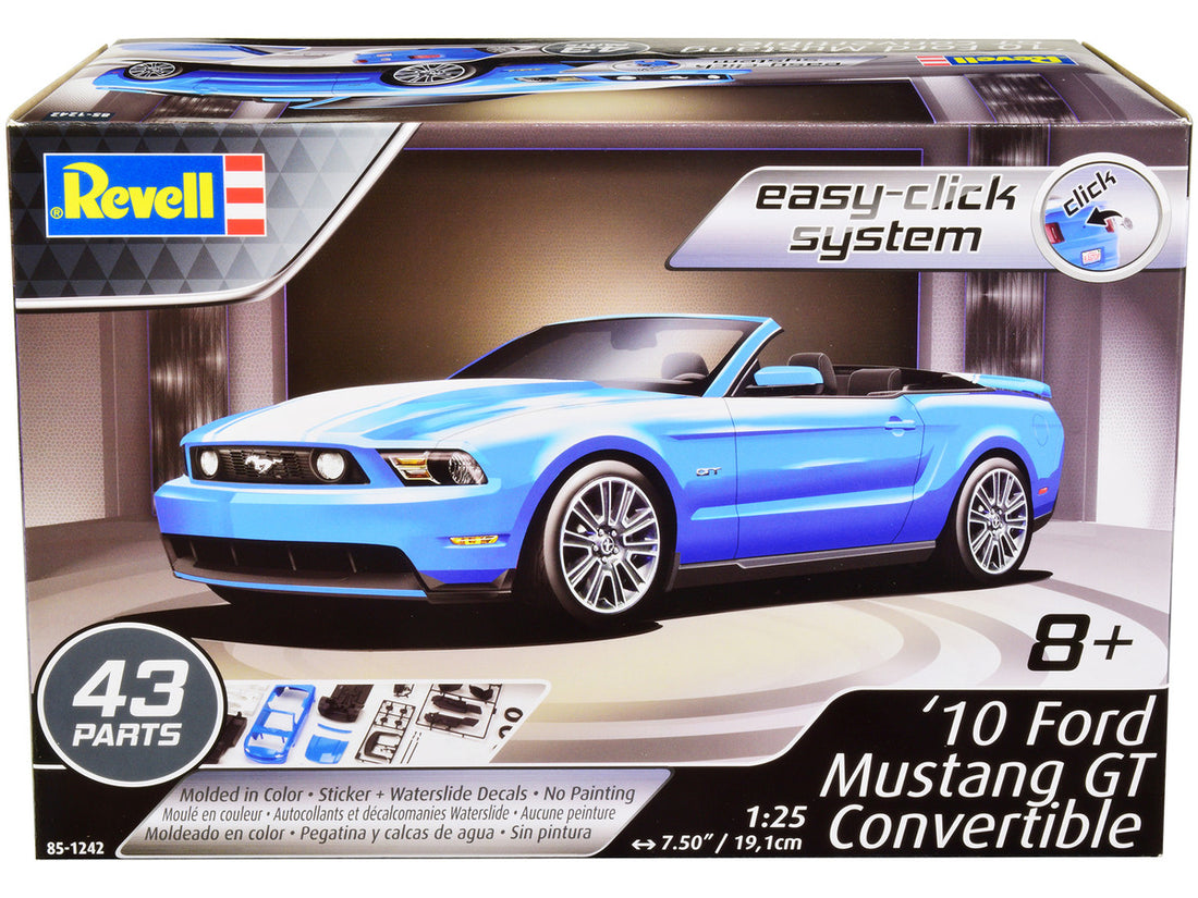 Level 2 Easy-Click 2010 Ford Mustang GT Convertible Blue 1/25 Scale Model by Revell-0