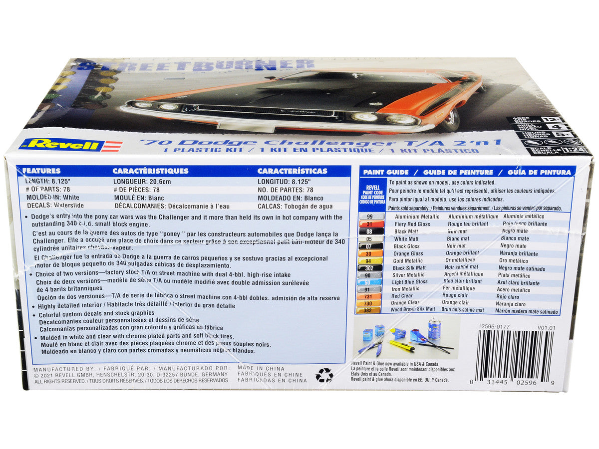 Level 4 Model Kit 1970 Dodge Challenger T/A "Streetburner" 2-in-1 Kit 1/24 Scale Model by Revell-2