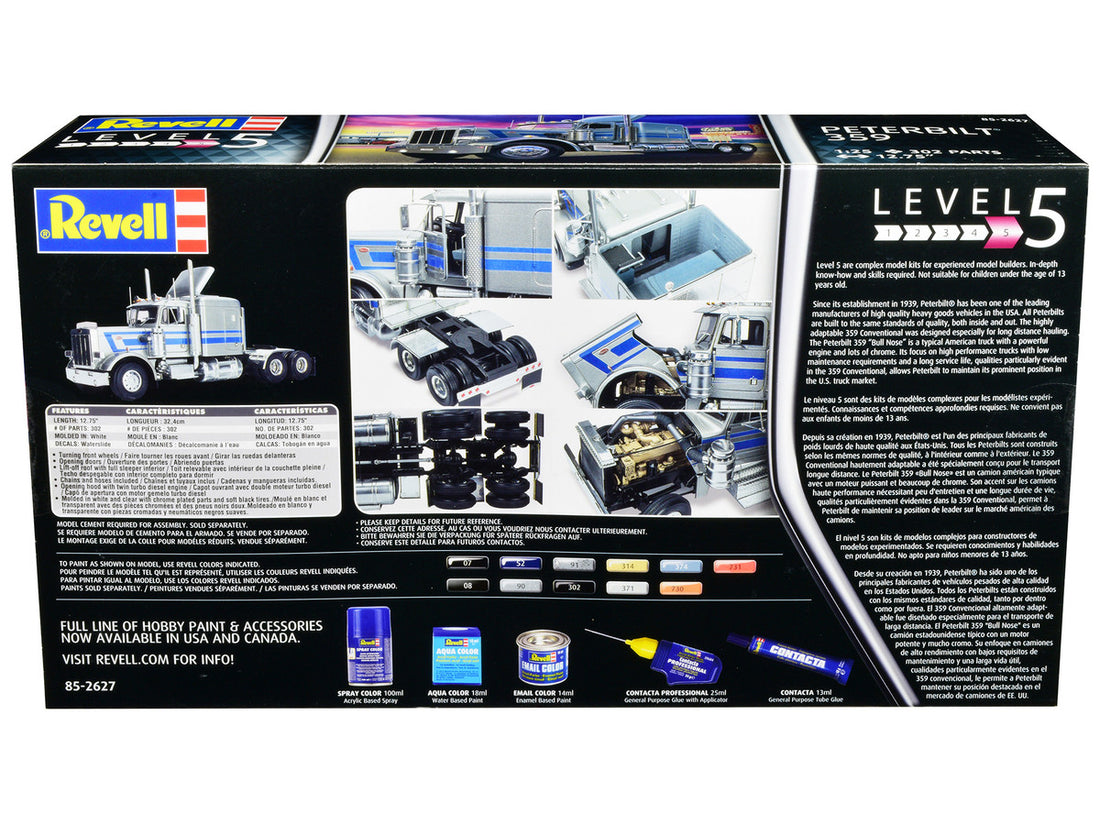 Level 5 Model Kit Peterbilt 359 Truck Tractor 1/25 Scale Model by Revell-3