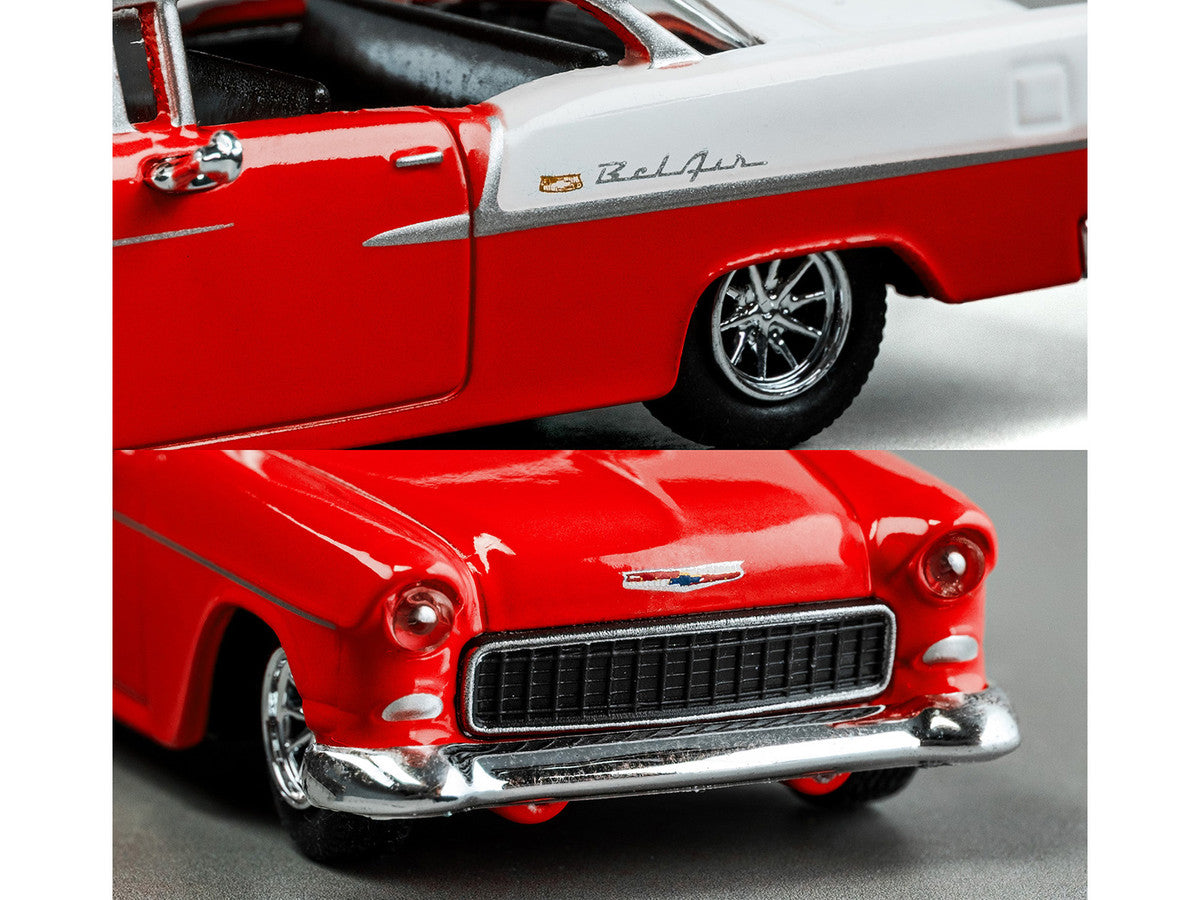 1955 Chevrolet Bel Air Red and White "Collection" Series 1/64 Diecast Model Car by Majorette-0