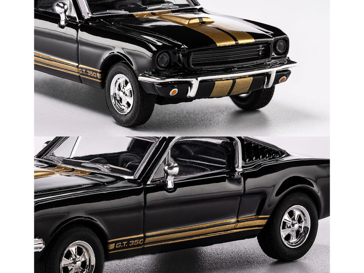 1965 Shelby GT350 Black with Gold Stripes "Collection" Series 1/64 Diecast Model Car by Majorette-1