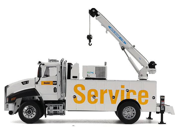 CAT Caterpillar CT660 Auto-Crane Titan 85 Truck with Miller EnPak White "Transport Series" 1/50 Diecast Model by Diecast Masters 2