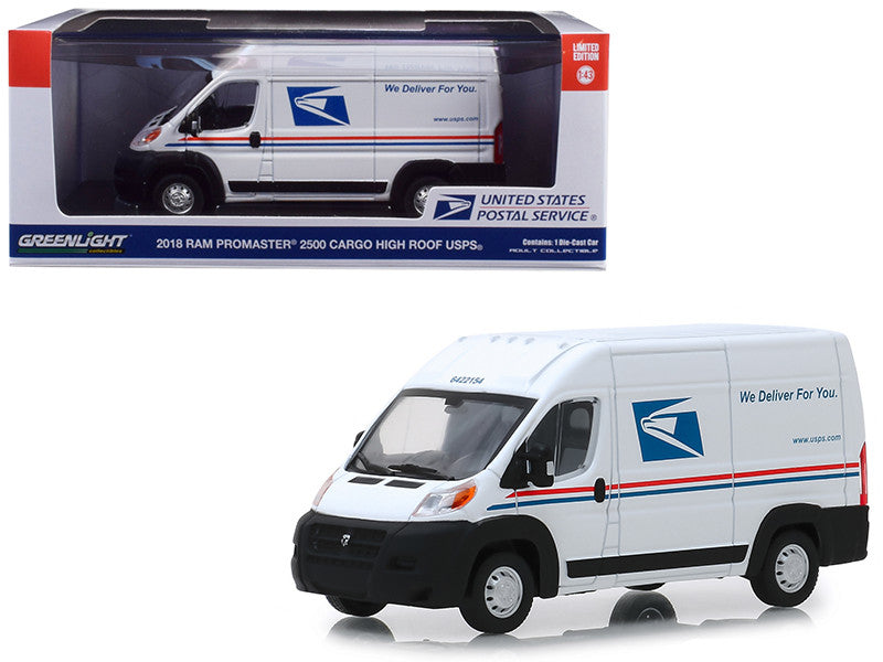 2018 RAM ProMaster 2500 Cargo High Roof Van "United States Postal Service" (USPS) White 1/43 Diecast Model Car by Greenlight-0