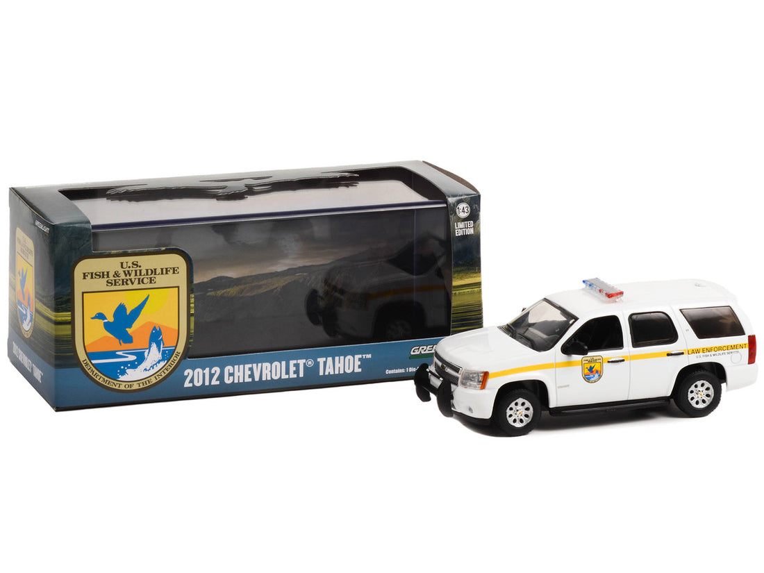 2012 Chevrolet Tahoe White with Yellow Stripes "U.S. Fish & Wildlife Service Law Enforcement" 1/43 Diecast Model Car by Greenlight-1