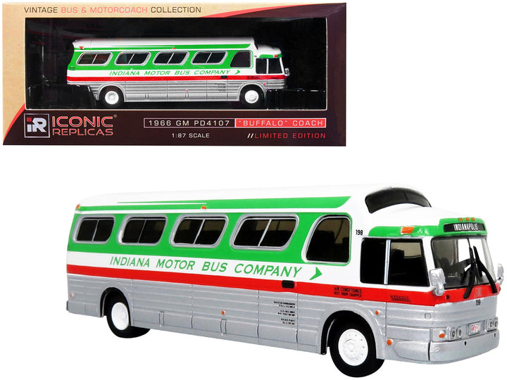 GM 1966 PD4107 "Buffalo" Coach Bus "Indiana Motor Bus Company" Destination: Indianapolis "Vintage Bus & Motorcoach Collection" 1/87 Diecast Model by Iconic Replicas