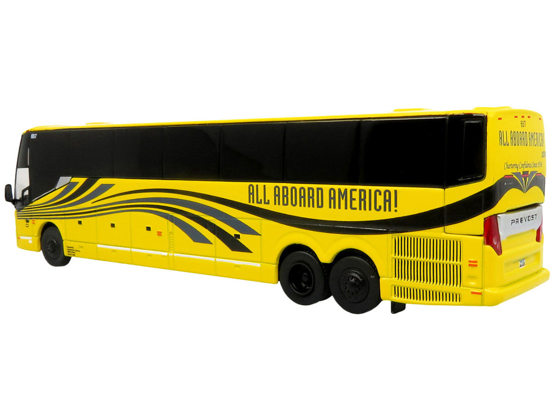 Prevost H3-45 Coach Bus "All Aboard America" Yellow with Graphics Limited Edition 1/87 (HO) Diecast Model by Iconic Replicas-2