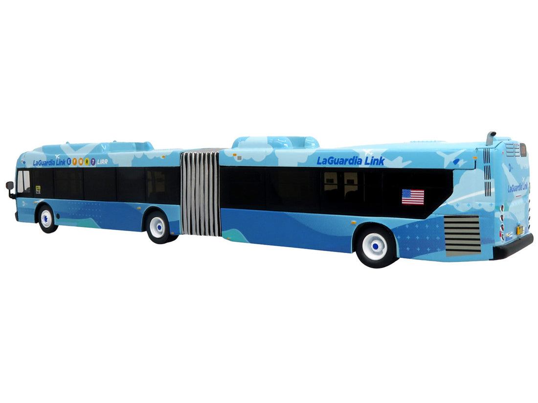 New Flyer Xcelsior XD60 Articulated Bus "MTA New York - LaGuardia Link" Blue with Graphics Limited Edition 1/87 (HO) Diecast Model by Iconic Replicas-2