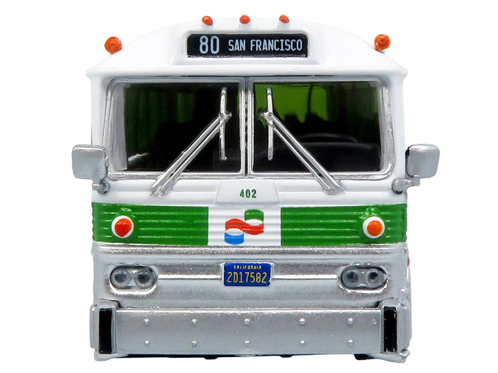 MCI MC-5A 1964 Coach Bus "Golden Gate Transit" White with Green Stripes "Vintage Bus & Motorcoach Collection" Limited Edition to 504 pieces Worldwide 1/87 (HO) Diecast Model by Iconic Replicas
