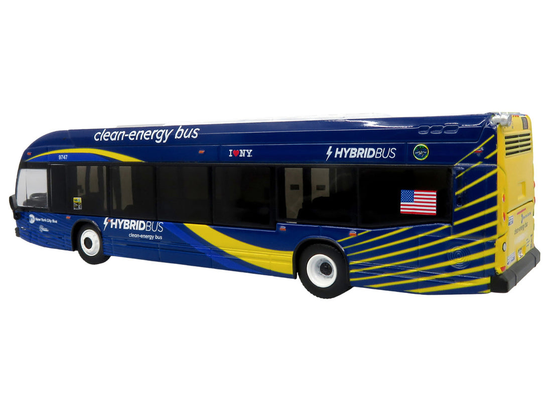 Nova Bus LFSH HEV Hybrid Transit Bus "MTA New York City" Blue with Yellow Graphics Limited Edition to 504 pieces Worldwide 1/87 (HO) Diecast Model by Iconic Replicas-2