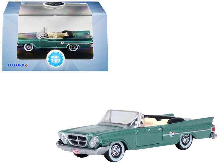 Chrysler 1961 300 Convertible Pinewood Green Metallic 1/87 (HO) Scale Diecast Model Car by Oxford Diecast