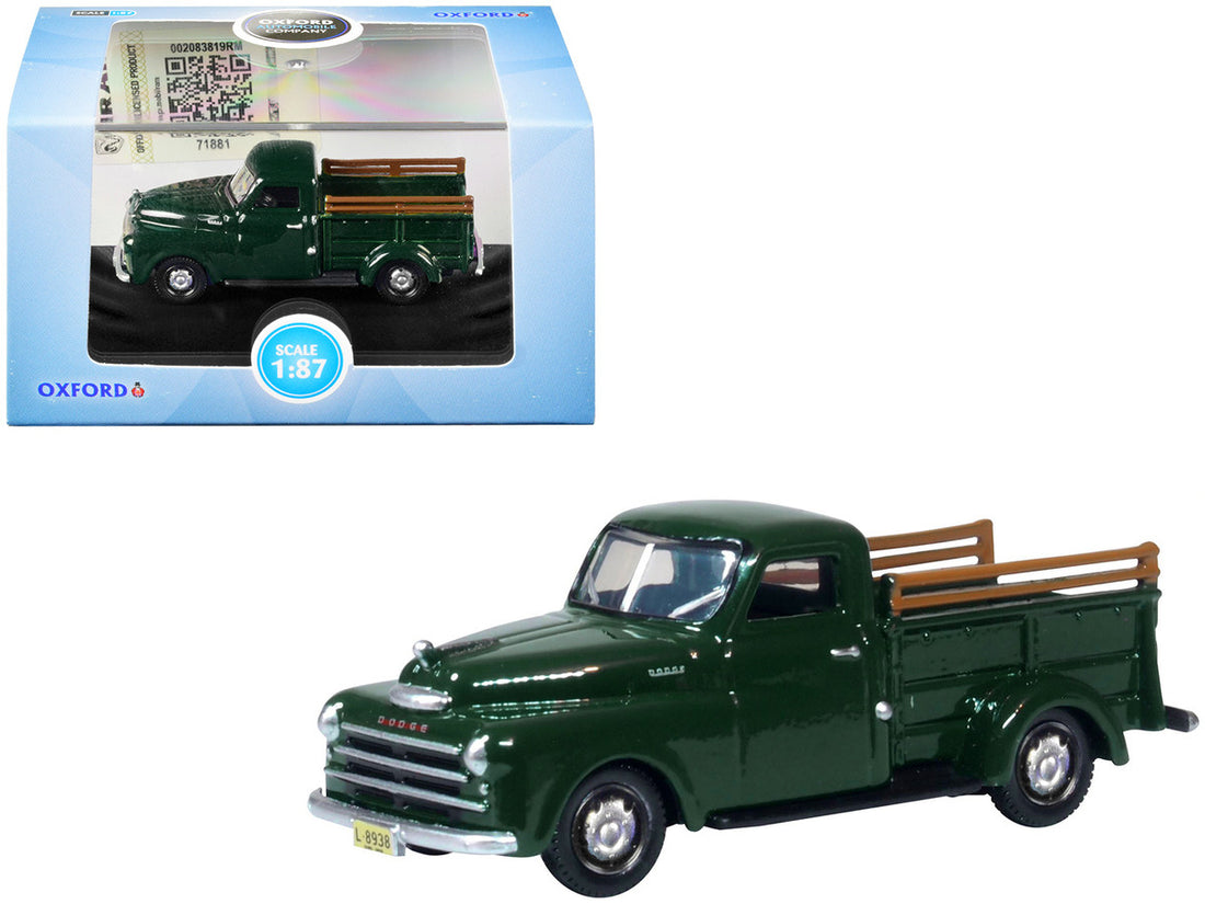 1948 Dodge B-1B Pickup Truck Dark Green 1/87 (HO) Scale Diecast Model Car by Oxford Diecast-2