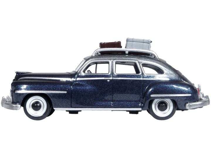 1946 DeSoto Suburban with Roof Rack and Luggage Butterfly Blue Metallic with Crystal Gray Top 1/87 (HO) Scale Diecast Model Car by Oxford Diecast-1