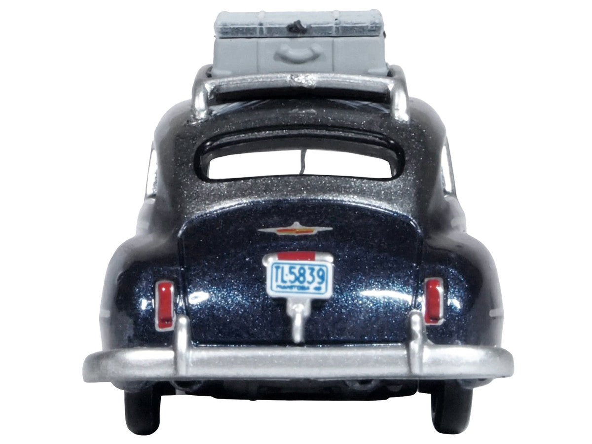 1946 DeSoto Suburban with Roof Rack and Luggage Butterfly Blue Metallic with Crystal Gray Top 1/87 (HO) Scale Diecast Model Car by Oxford Diecast-3