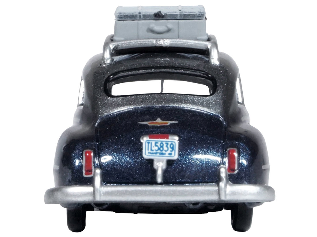 1946 DeSoto Suburban with Roof Rack and Luggage Butterfly Blue Metallic with Crystal Gray Top 1/87 (HO) Scale Diecast Model Car by Oxford Diecast-3