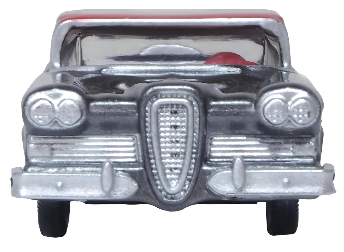 1958 Edsel Citation Silver Gray Metallic with Ember Red Top and Red Interior 1/87 (HO) Scale Diecast Model Car by Oxford Diecast-2