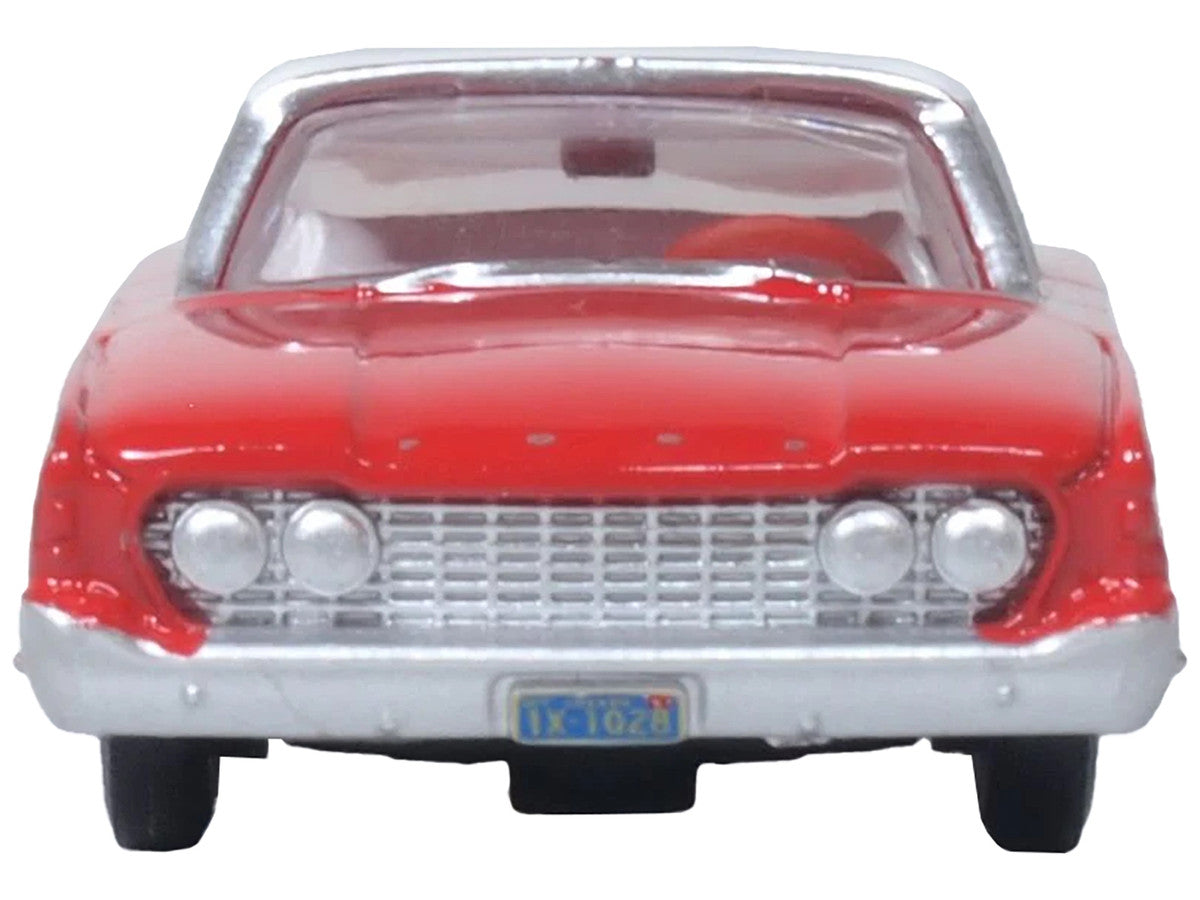 1960 Ford Fairlane Sedan 500 Monte Carlo Red with Corinthian White Top and Interior 1/87 (HO) Scale Diecast Model Car by Oxford Diecast-1