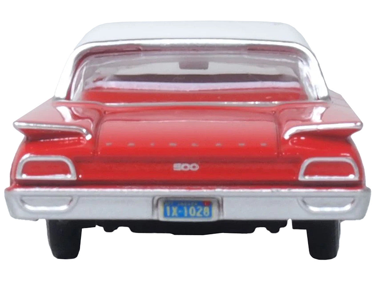 1960 Ford Fairlane Sedan 500 Monte Carlo Red with Corinthian White Top and Interior 1/87 (HO) Scale Diecast Model Car by Oxford Diecast-2