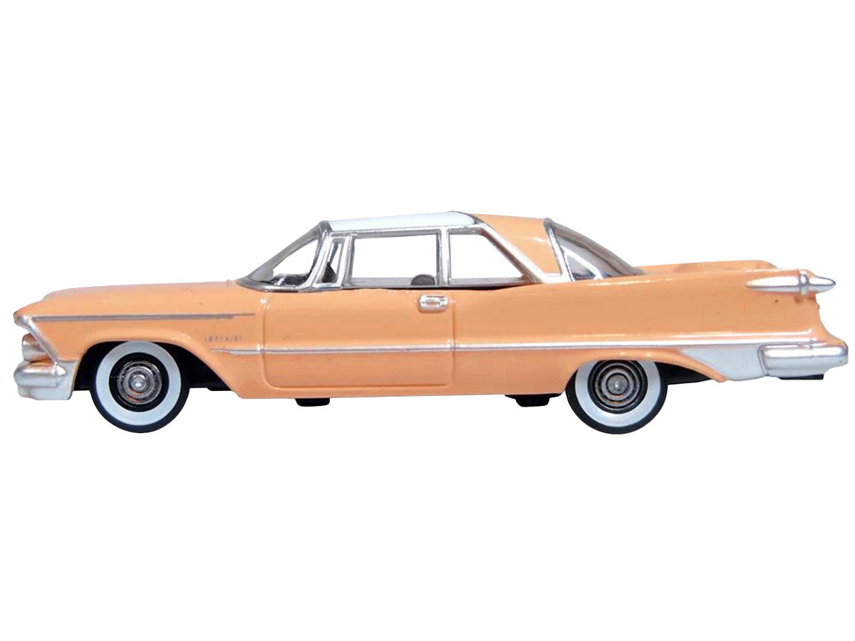 1959 Chrysler Imperial Crown 2 Door Hardtop Persian Pink with White Top 1/87 (HO) Scale Diecast Model Car by Oxford Diecast-1