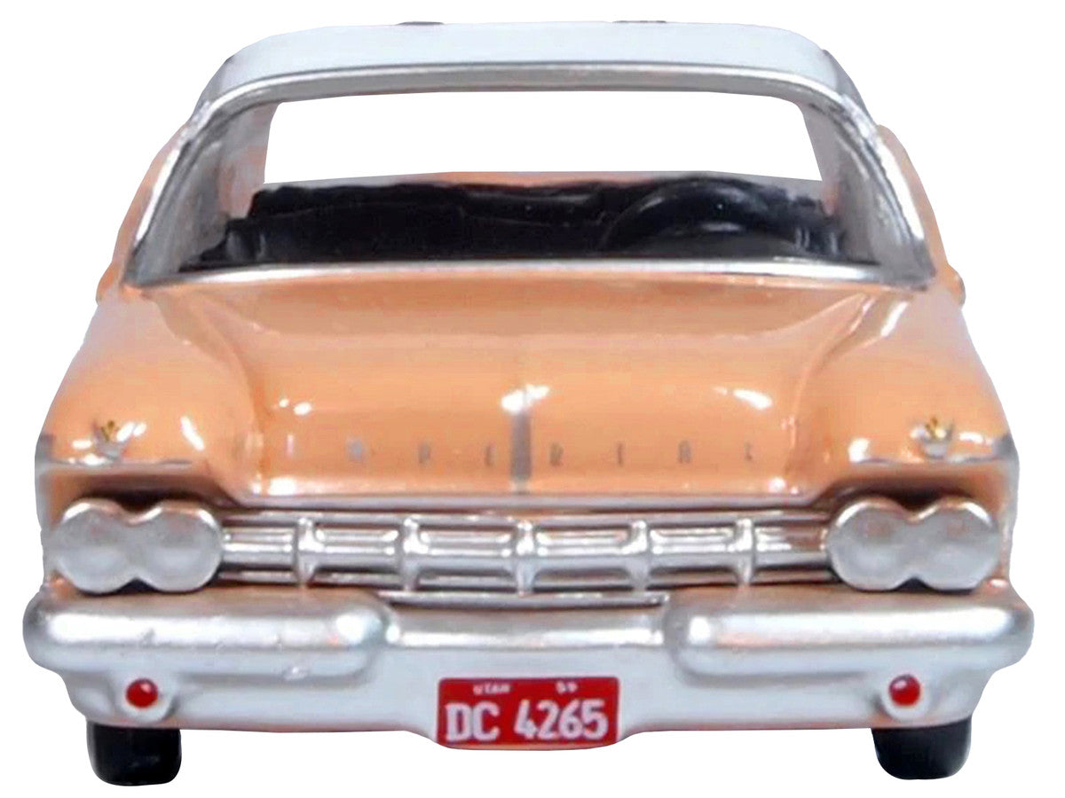 1959 Chrysler Imperial Crown 2 Door Hardtop Persian Pink with White Top 1/87 (HO) Scale Diecast Model Car by Oxford Diecast-2