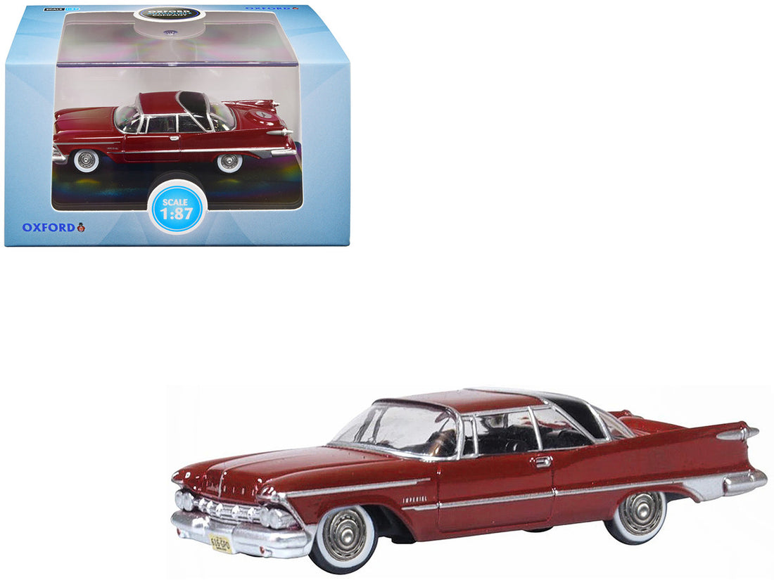 1959 Chrysler Imperial Crown 2 Door Hardtop Radiant Red with Black Top 1/87 (HO) Scale Diecast Model Car by Oxford Diecast-0