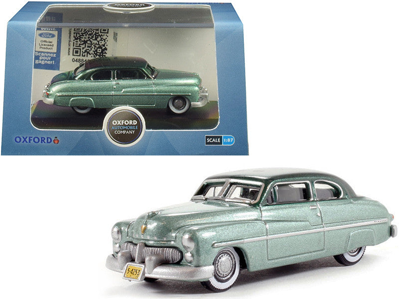 1949 Mercury Coupe Metallic Green with Dark Green Top 1/87 (HO) Scale Diecast Model Car by Oxford Diecast-0