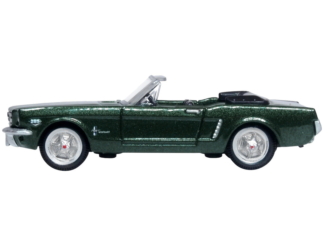 1965 Ford Mustang Convertible Ivy Green Metallic 1/87 (HO) Scale Diecast Model Car by Oxford Diecast-1