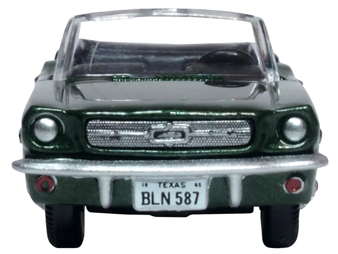 1965 Ford Mustang Convertible Ivy Green Metallic 1/87 (HO) Scale Diecast Model Car by Oxford Diecast-2