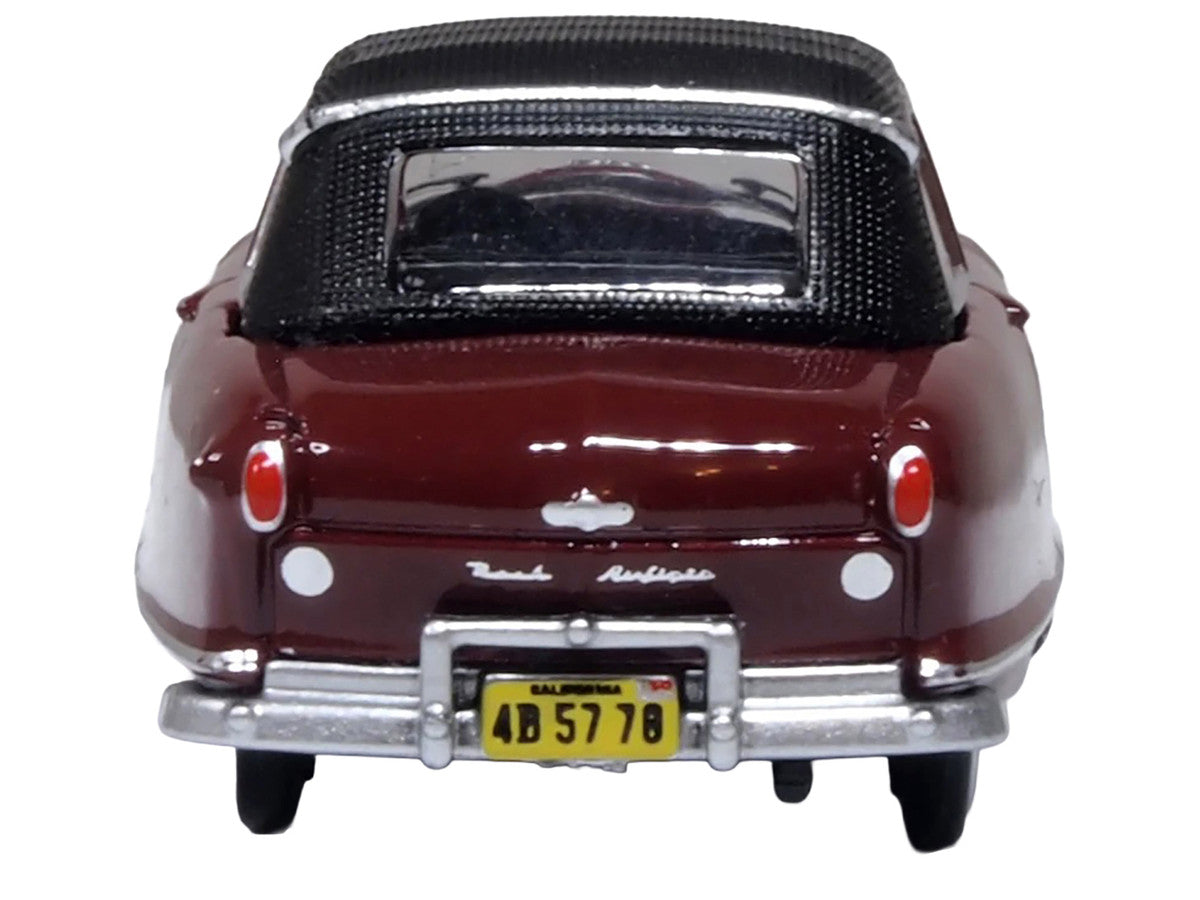 1950 Nash Rambler Custom Landau Convertible (Closed) Sunset Maroon with Black Top 1/87 (HO) Scale Diecast Model Car by Oxford Diecast-1