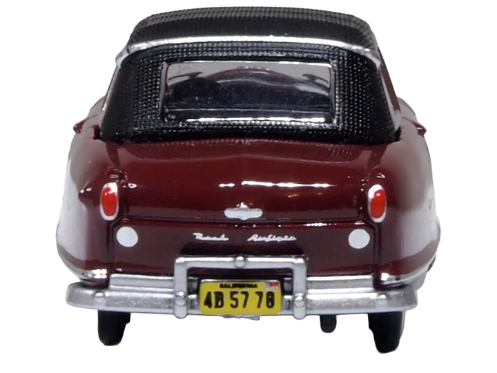 1950 Nash Rambler Custom Landau Convertible (Closed) Sunset Maroon with Black Top 1/87 (HO) Scale Diecast Model Car by Oxford Diecast-1