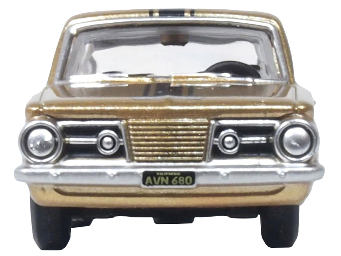 1965 Plymouth Barracuda Gold Metallic with Black Stripes 1/87 (HO) Scale Diecast Model Car by Oxford Diecast-2
