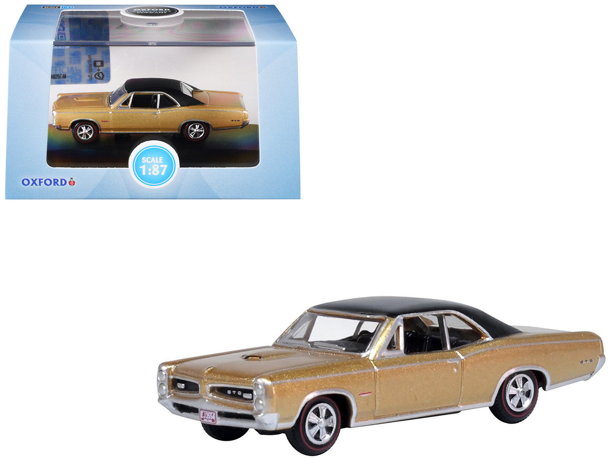 1966 Pontiac GTO Martinique Bronze Metallic with Black Top 1/87 (HO) Scale Diecast Model Car by Oxford Diecast-3