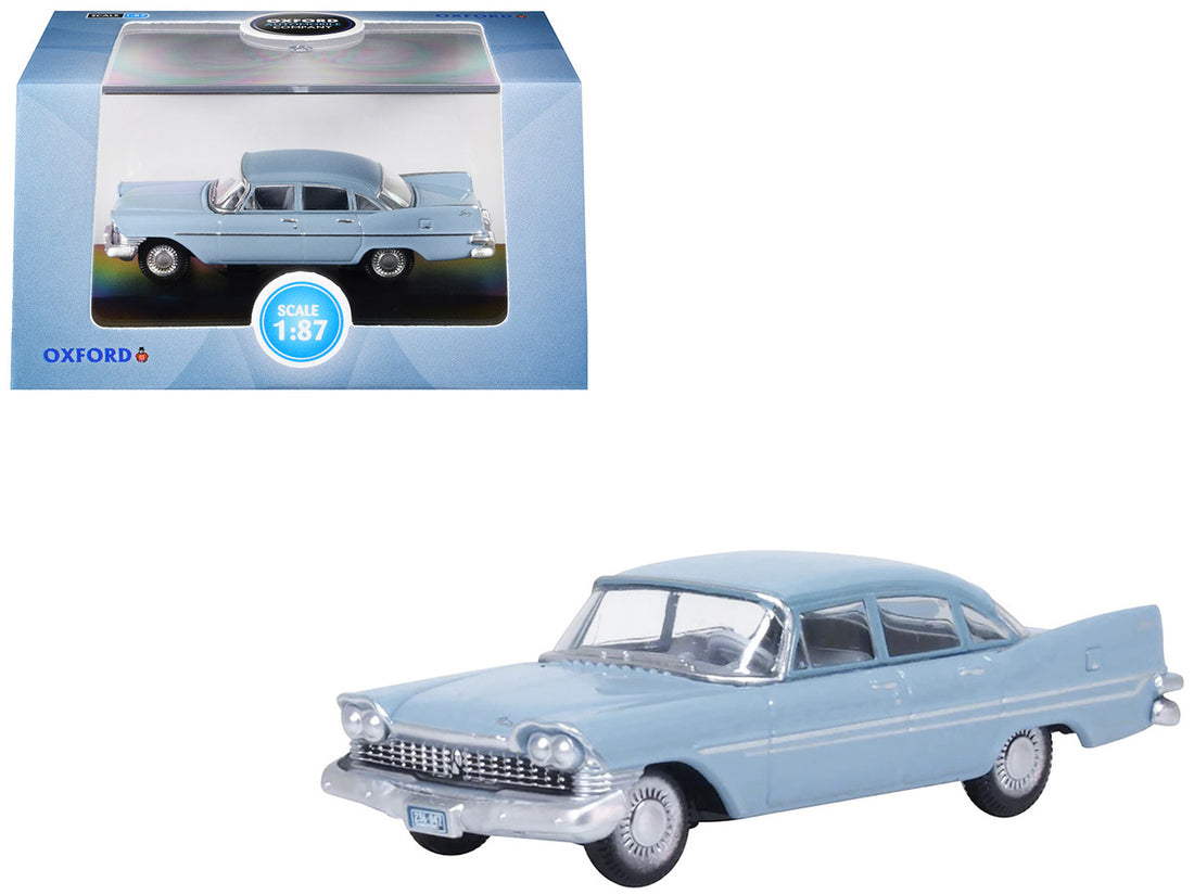 1959 Plymouth Savoy Sedan Powder Blue 1/87 (HO) Scale Diecast Model Car by Oxford Diecast-3