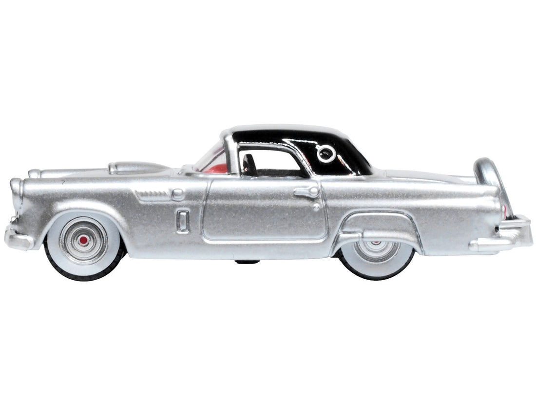 1956 Ford Thunderbird Gray Metallic with Raven Black Top 1/87 (HO) Scale Diecast Model Car by Oxford Diecast-1