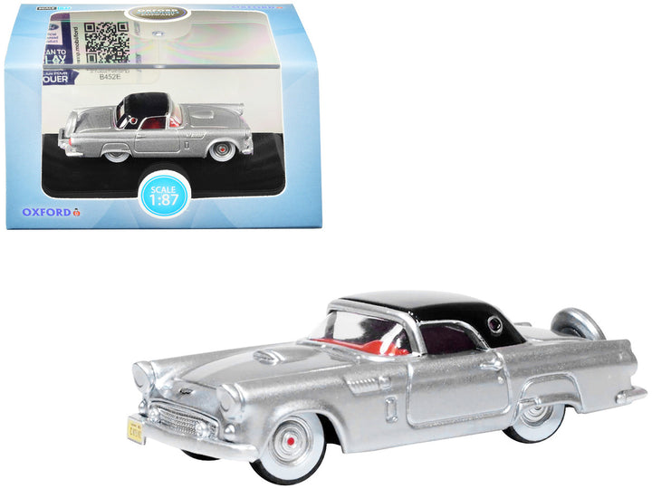 1956 Ford Thunderbird Gray Metallic with Raven Black Top 1/87 (HO) Scale Diecast Model Car by Oxford Diecast-0