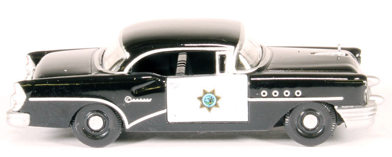 1955 Buick Century "California Highway Patrol" (CHP) Black 1/87 (HO) Scale Diecast Model Car by Oxford Diecast-1