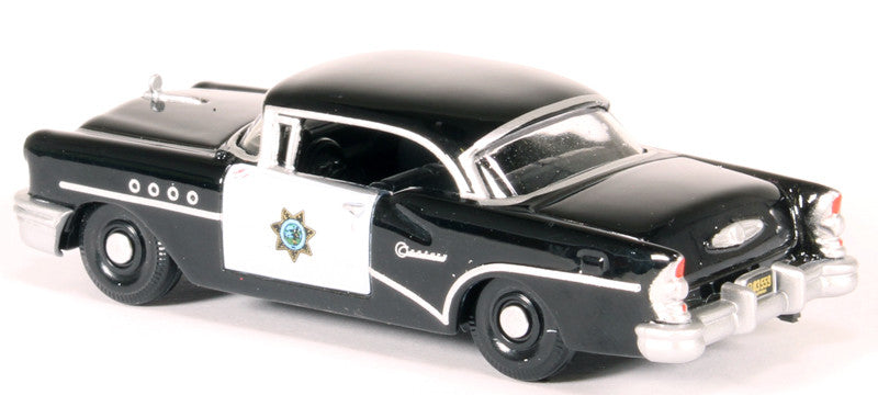 1955 Buick Century "California Highway Patrol" (CHP) Black 1/87 (HO) Scale Diecast Model Car by Oxford Diecast-2