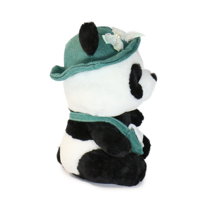 10-Inch Black and White Daisy Panda with Green Hat 2