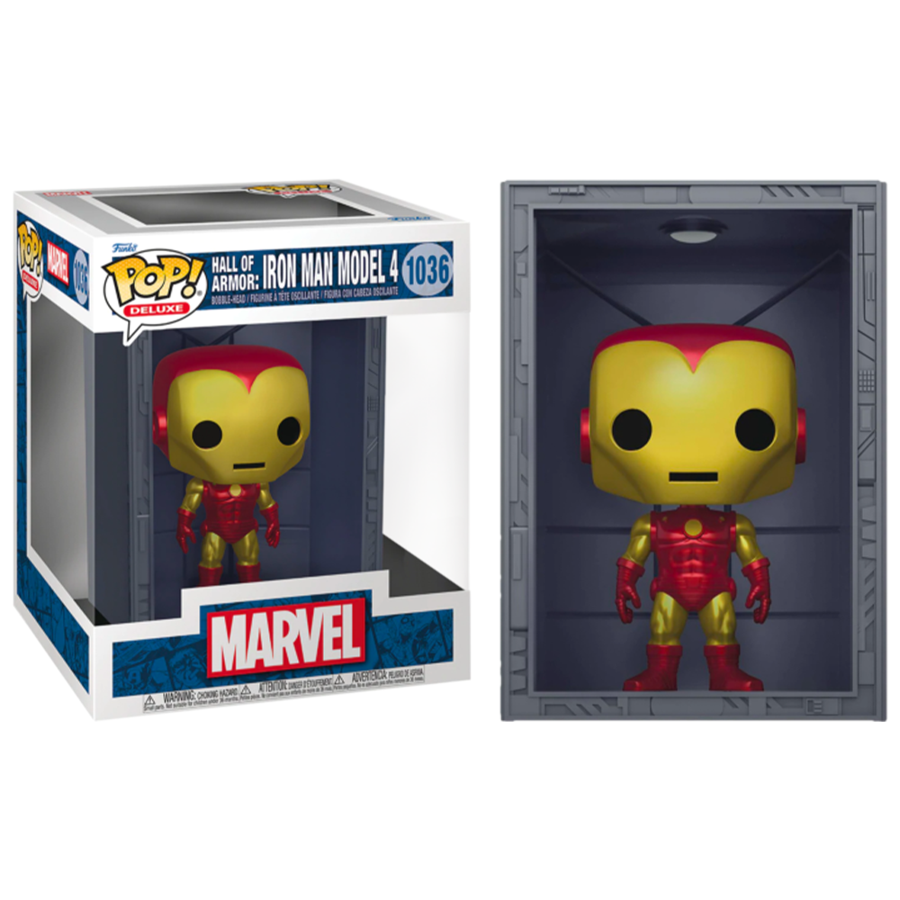 Iron Man Model 4 Funko Pop Deluxe Marvel Hall of Armor bobblehead with display box