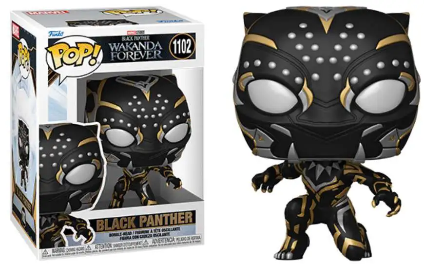Black Panther Wakanda Forever Funko Pop bobblehead with collectible display box