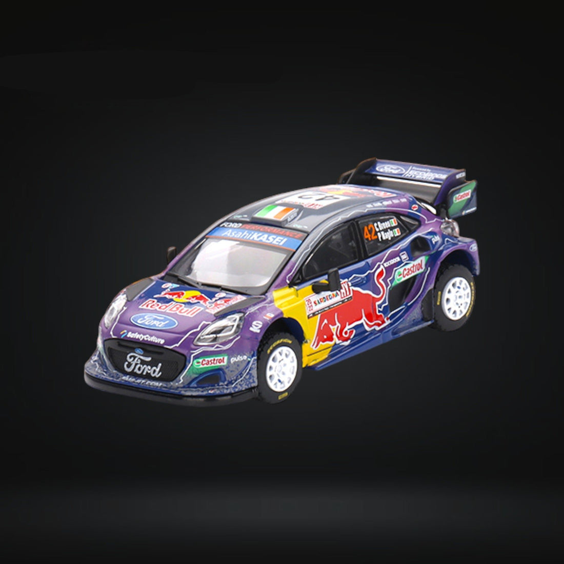 Ford Puma Rally1 #42 M-Sport Ford WRT 2022 #627 1:64 by Mini-GT MGT00627 Angled Front View