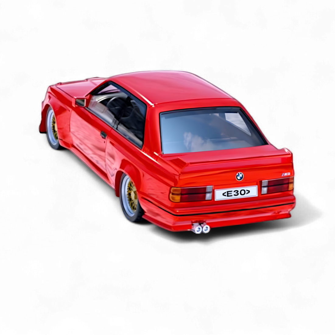 BMW M3 E30 in Red - Gold Wheels 1:64 by DCM 3