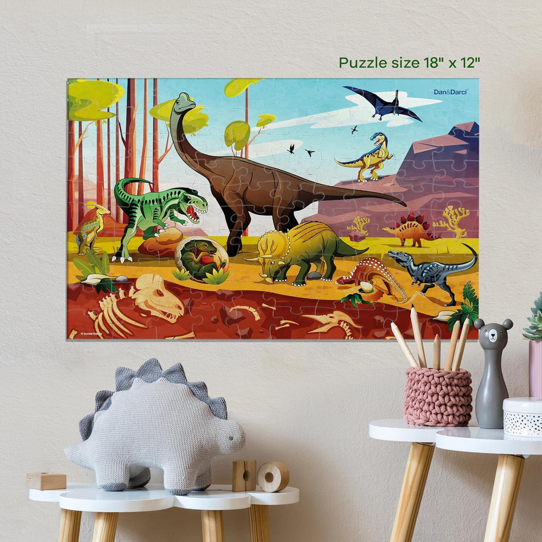 Glow in The Dark 100 Piece Dinosaur Puzzle for Kids by Surreal Brands 2